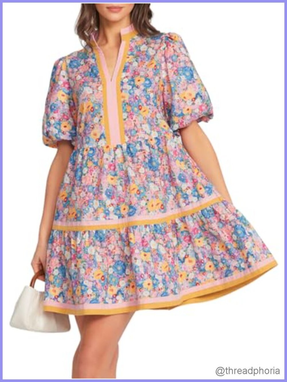 Babydoll Dress with Pockets Puff Sleeve Mini Dress